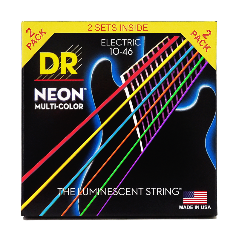 DR Handmade Strings NMCE-2/10 Neon Electric Guitar Strings Medium (2 Pack) - 10-46