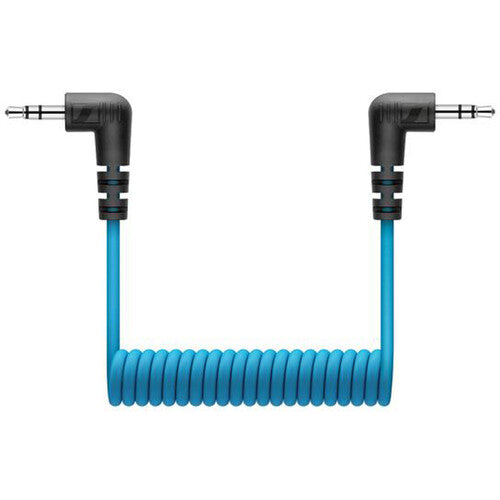 Sennheiser CL 35 Coiled Right-Angle 3.5mm TRS to Right Angle 3.5mm TRS Cable (Non-Locking, Blue)