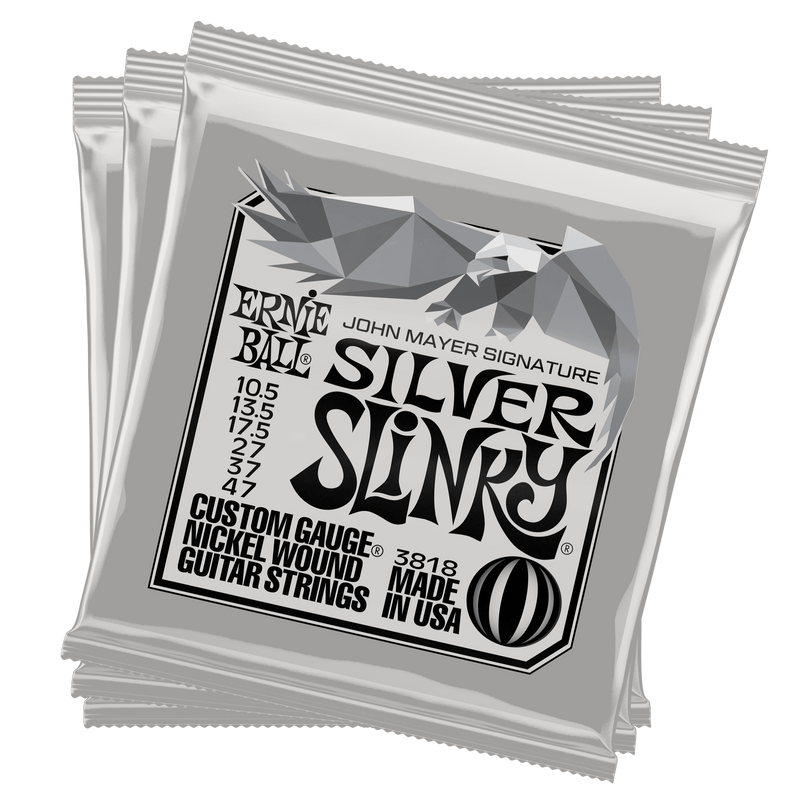 Ernie Ball 3818EB John Mayer Silver Slinky Signature Electric Guitar Strings - 3 Pack