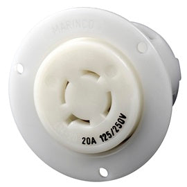 Marinco 2014FO Female 125-250V/20A Twist-Lock 4-Wire Flanged Outlet