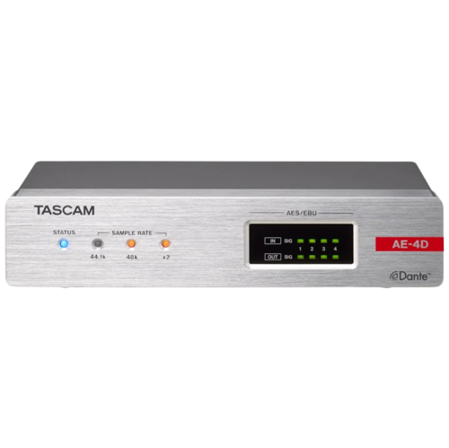 Tascam AE-4D Convertisseur Dante d'entrée/sortie AES/EBU avec mélangeur DSP intégré