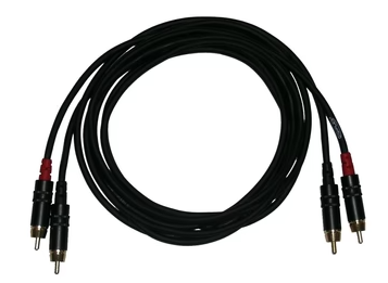 Digiflex HE-2R/2P-10 Pro Dual Adapter Cable w/Black/Gold RCA-Phone Plugs - 10 Foot