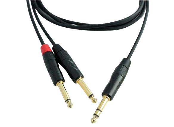 Digiflex HIN-1K-2P-3 Pro Splitter Cable Mini TRS to 2x TS Plug - 3 Foot