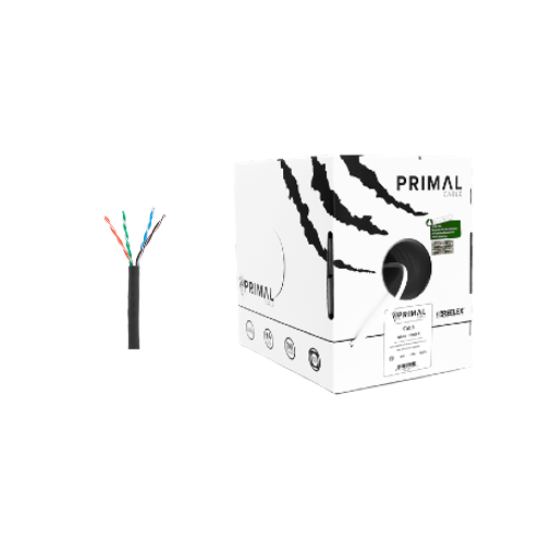 Ice Cable PR/CAT6/BLK Primal Cat6 Câble solide avec colonne vertébrale – Boîte de 300 m (Noir)