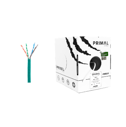 Ice Cable PR/CAT6/GRN Primal Cat6 Câble solide avec colonne vertébrale – Boîte de 304 m (Vert)