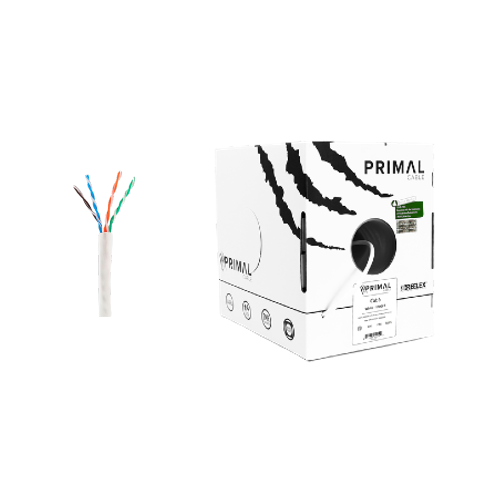 Ice Cable PR/CAT6/WHT Primal Cat6 Cable Solid w/Spine - 1000ft Box (White)