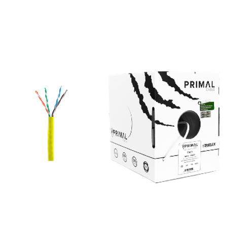 Ice Cable PR/CAT6/YEL Primal Cat6 Câble solide avec colonne vertébrale – Boîte de 304 m (Jaune)