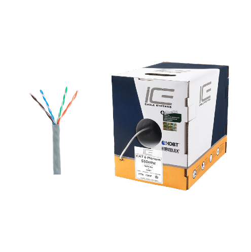 Ice Cable CAT6/P/GRY Cat6 Plenum Cable - 1000ft Box (Gray)