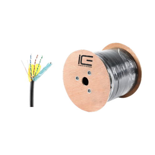 Ice Cable CAT6/SHIELDED/BLK Cat6 Shielded Cable - 1000ft Spool (Black)