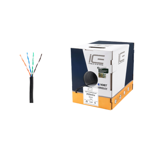 Ice Cable CAT5E/BLK Cat5e Cable - 1000ft Box (Black)