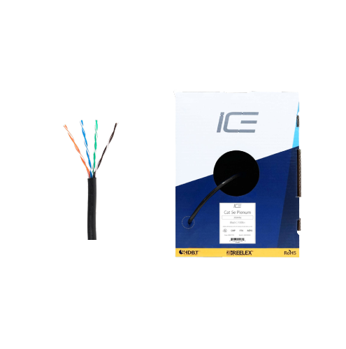 Ice Cable Câble plénum CAT5E/P/BLK Cat5e – Boîte de 300 m (Noir)