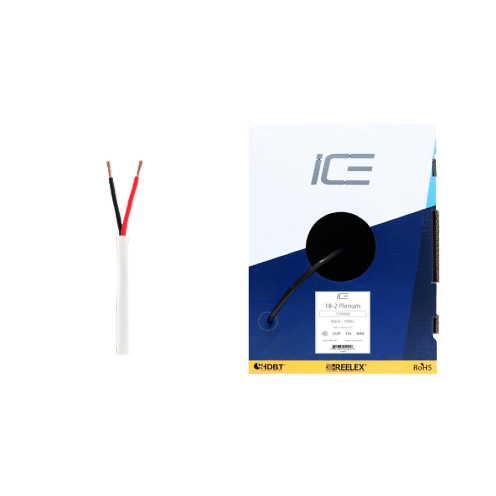 Ice Cable 18-2/P/WHT 18-2 Plenum Cable - 1000ft Box (White)