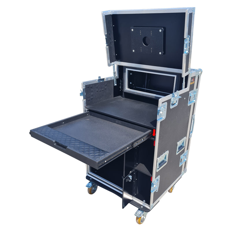 ProX XZF-AVPRO 12U4U Broadcasting Streaming Recording Studio Workstation Case with 4U Top 12U Bottom