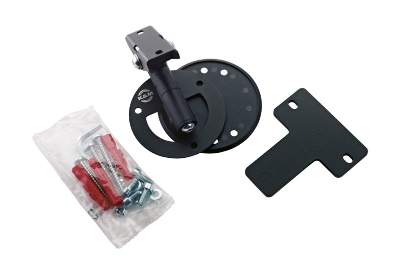 K&M 24161 Speaker Wall Mount Bracket w/45° Tilt (Black)