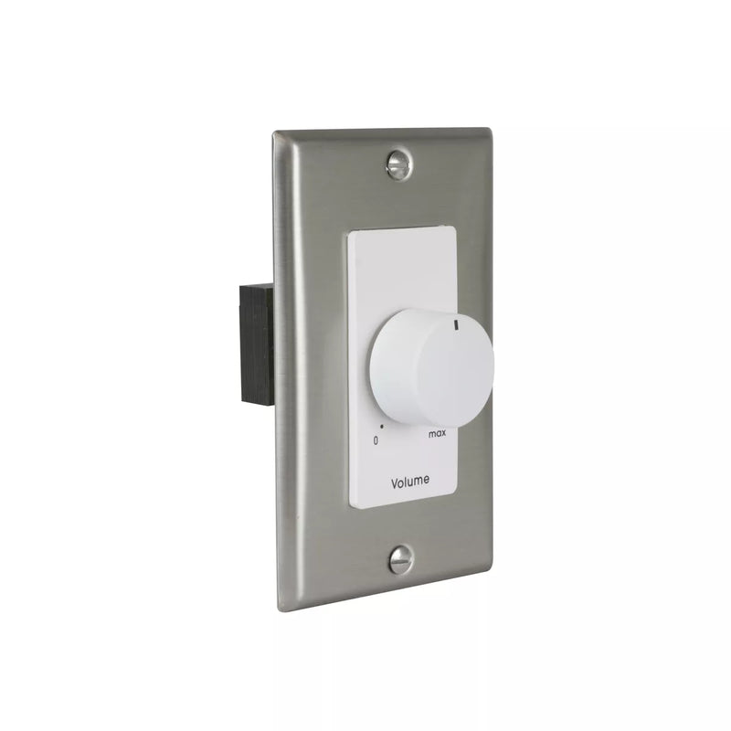 Lowell 25LVC-DSW Mono Volume Control Wall Plate (Stainless Steel, White) - 25W