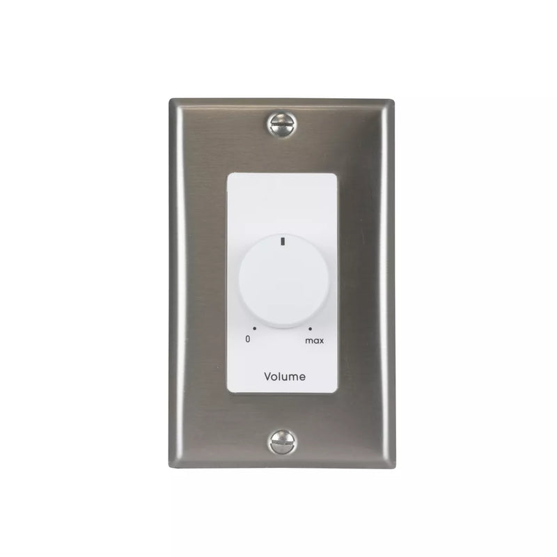 Lowell 25LVC-DSW Mono Volume Control Wall Plate (Stainless Steel, White) - 25W