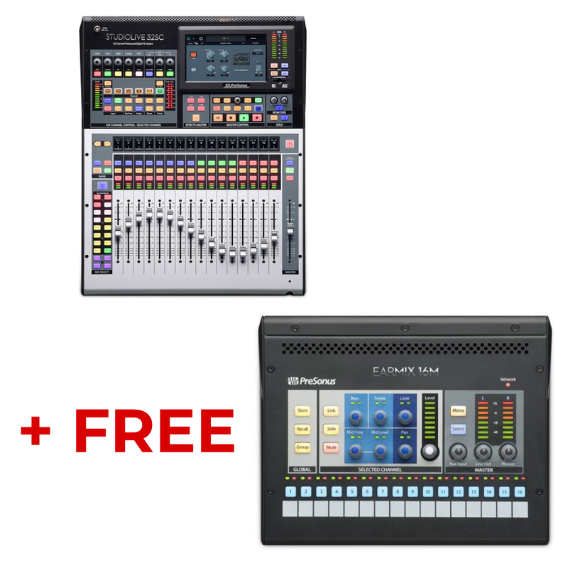 PreSonus StudioLive 32SC Series III 40 canaux de mixage + EARMIX 16M 16X2 GRATUIT en réseau avec mélangeur de moniteur personnel (BUNDLE)