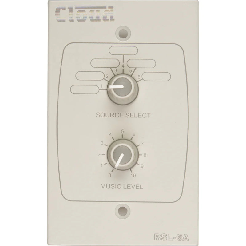 Cloud Electronics RSL-6AW Remote Volume Level Select Plate (White)