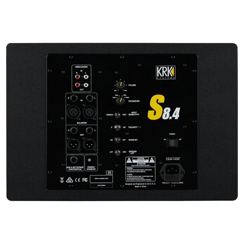 KRK S8.4 Powered Studio Subwoofer (Single) - 8"