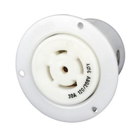 Marinco 3021FO Female 120-208V/30A Twist-Lock 5-Wire Flanged Outlet