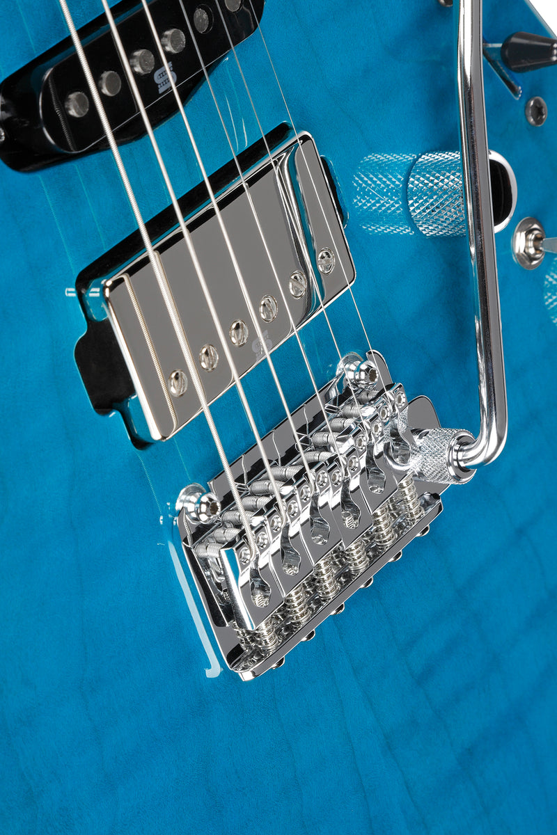 Ibanez MMN1TAB Martin Miller Signature Guitare électrique (transparent aqua bleu)