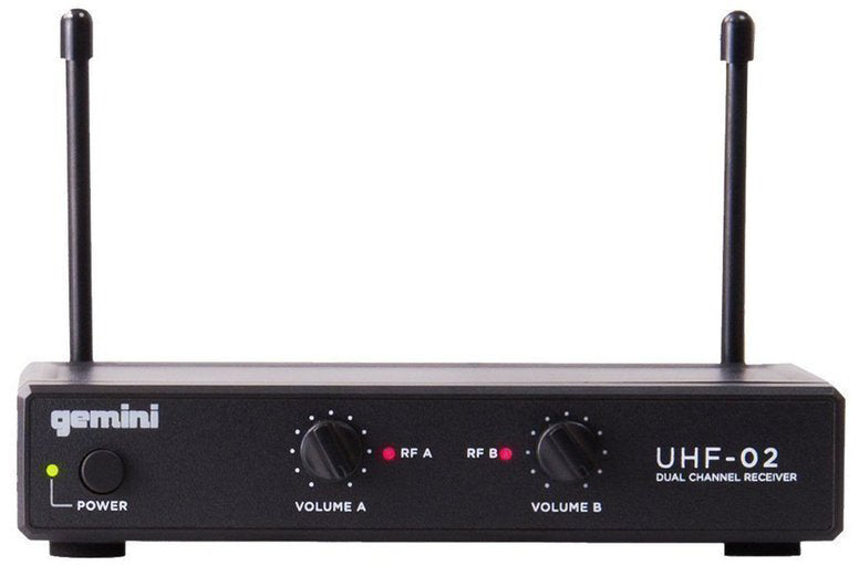 Gemini UHF-02M-S12 Dual Channel UHF Wireless Handheld Microphone System - 517.6-521.5MHz