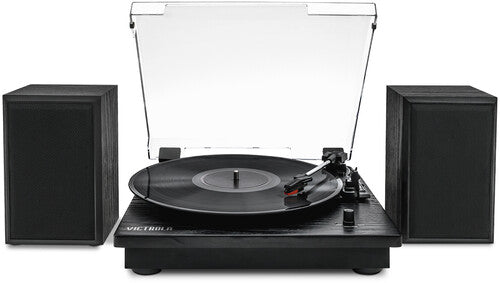 Victrola VM-135-BLK Montauk Bluetooth Turntable System with Speakers (Black)