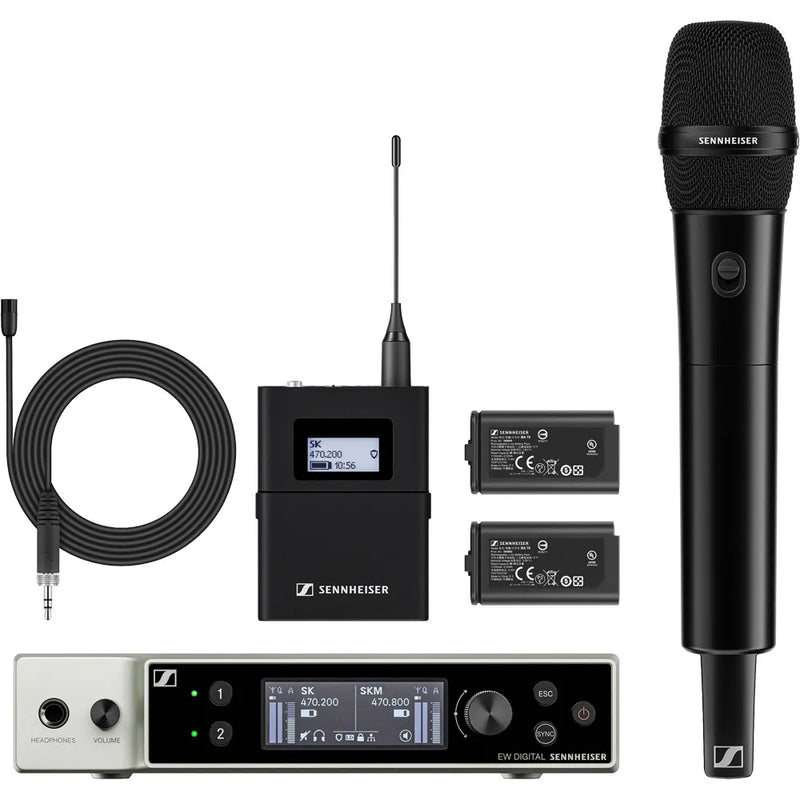 Sennheiser EW-DX MKE 2/835-S Dual-Channel Digital Combo Wireless System w/Omni Lavalier & Handheld Mic (R1-9)