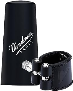 Vandoren LC25P Ligature en cuir et capuchon en plastique pour clarinette allemande en Sib