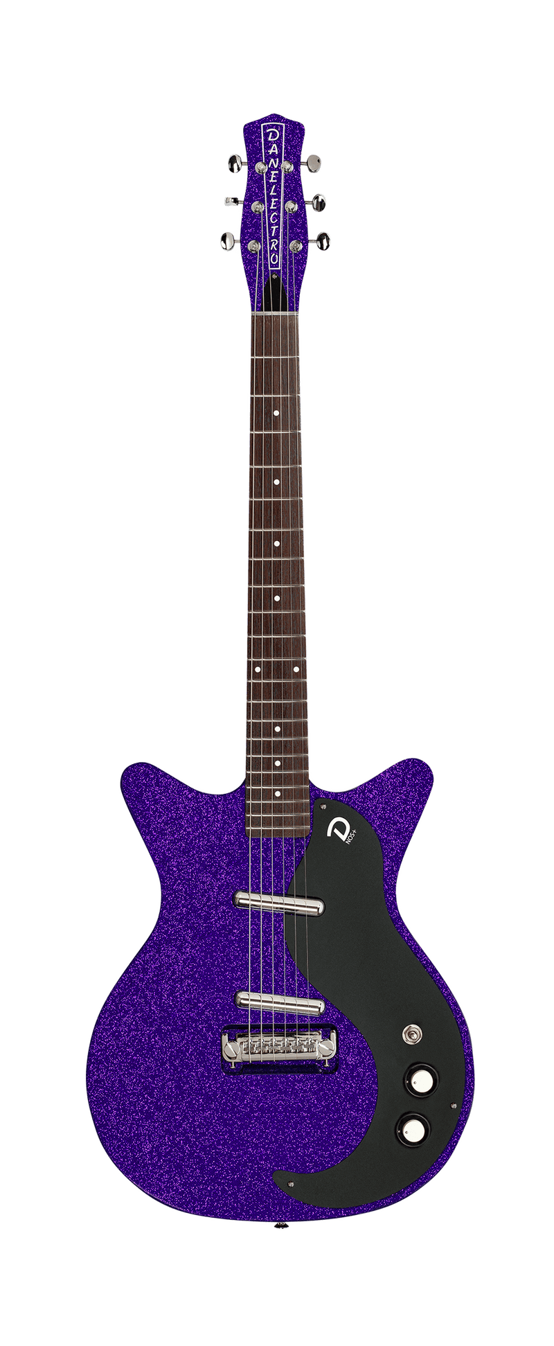 Danelectro D59BO-PMF 59 Guitare électrique semi-creuse Black Out (flocon de métal violet)