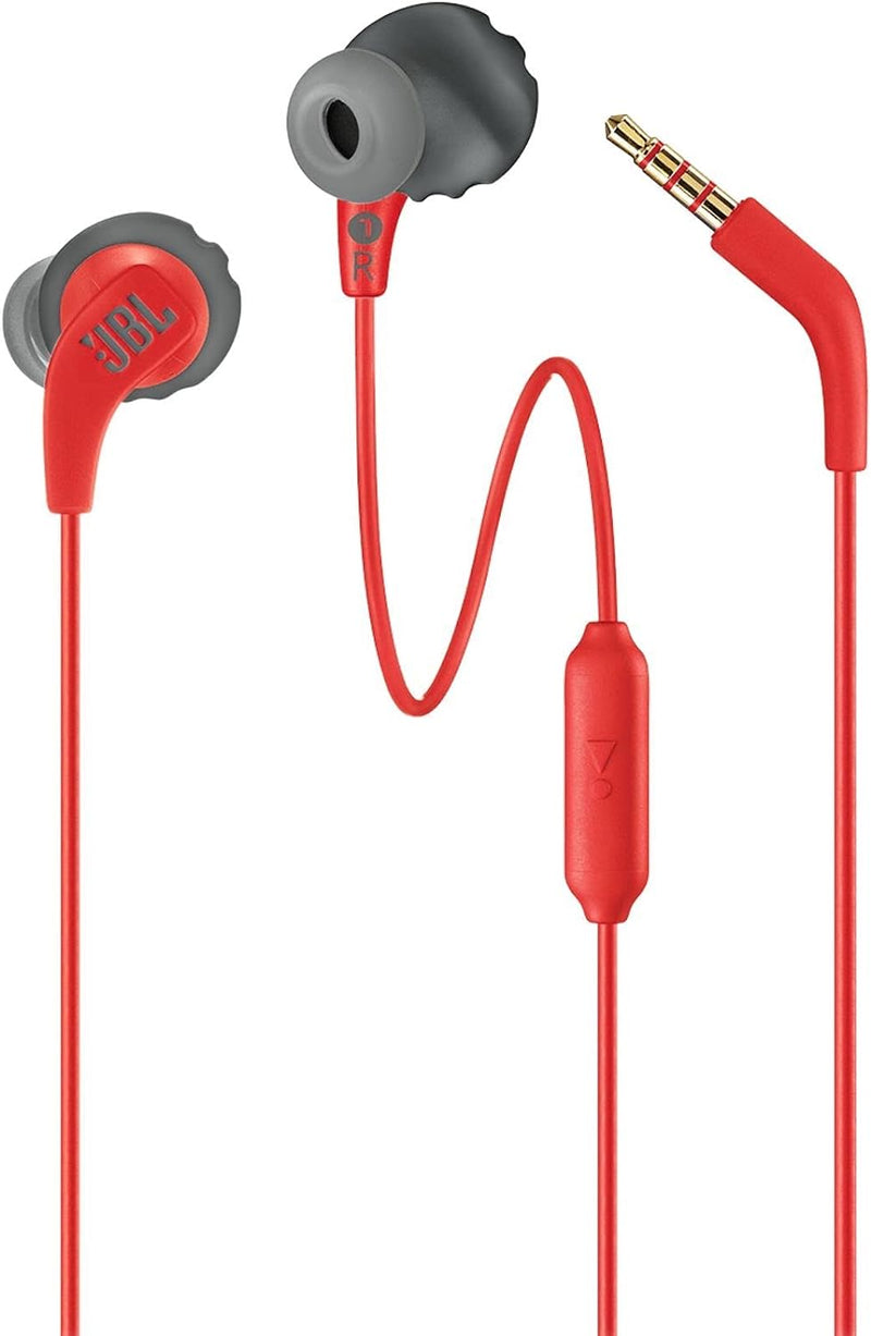 JBL ENDURANCE RUN Sweatproof Wired Sports In-Ear Headphones (Red)