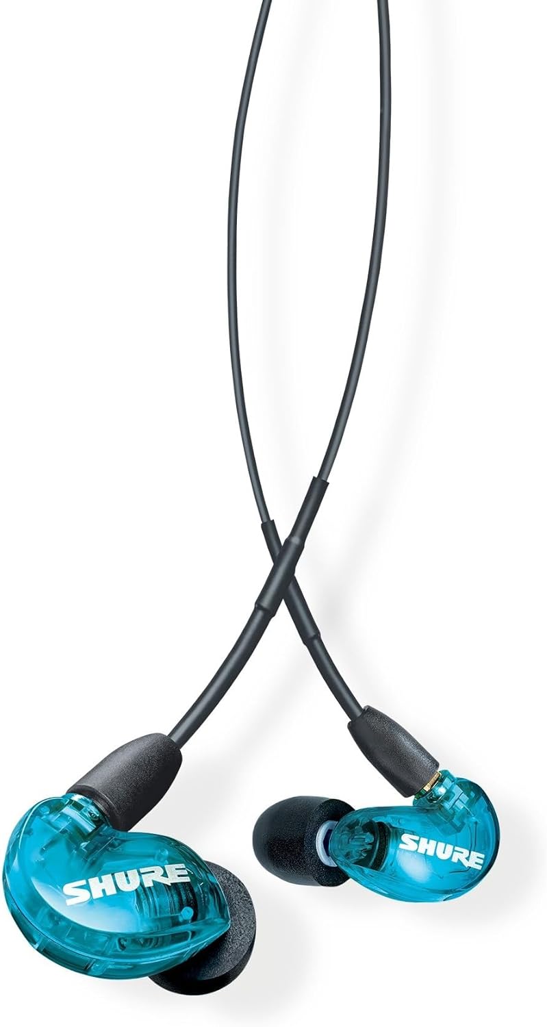 Shure SE215DYBL+UNI Écouteurs intra-auriculaires stéréo à isolation sonore avec câble universel pour micro à distance RMCE-UNI (bleu)