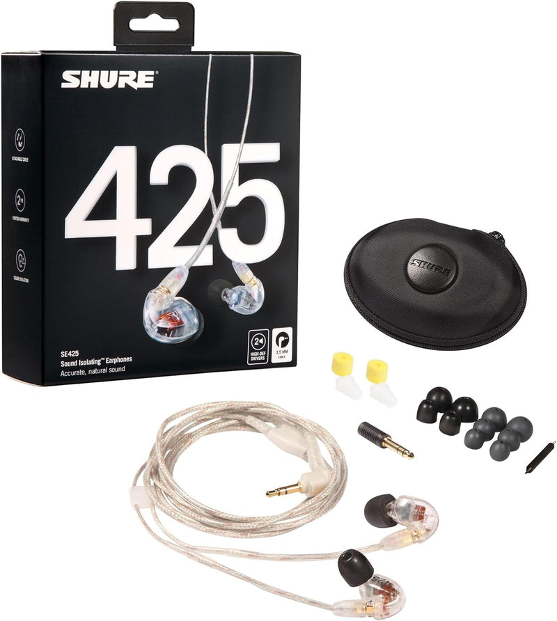 Shure SE425-CL Écouteurs intra-auriculaires stéréo à isolation sonore Transparent
