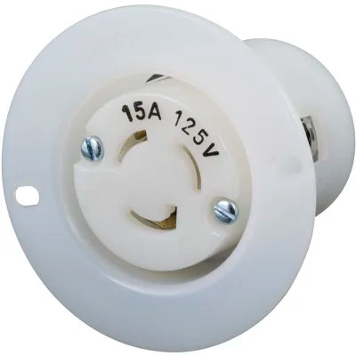 Marinco 4715 Female 125V/15A Twist-Lock Flanged Outlet