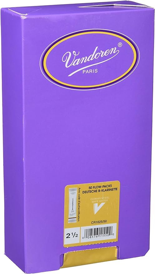 Vandoren CR1625/50 White Master German Clarinet Reeds 2 ½ Strength (Box of 50)