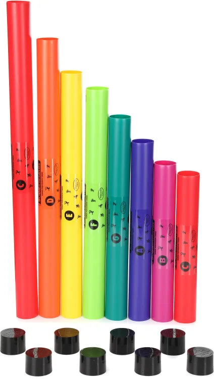 Boomwhackers BWDGOC8 C Major Diatonic Set with 8 Octavator Caps - 8 Pack