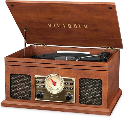 Turntables VTA-250B-MAH Nostalgic 4 in 1 Bluetooth Turntable (Mahogany)