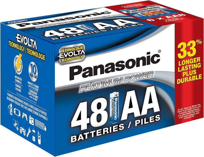Pile alcaline AA Platinum Power LR6XE/48PC Panasonic - paquet de 48