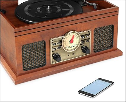 Turntables VTA-250B-MAH Nostalgic 4 in 1 Bluetooth Turntable (Mahogany)