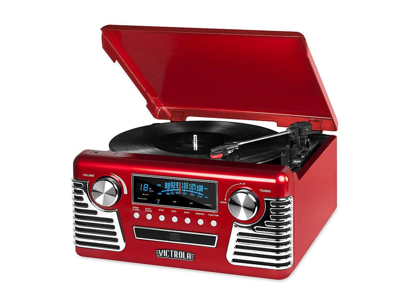 Victrola V50-200-RED 50's Retro Bluetooth Turntable (Red)