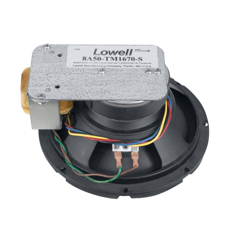 Lowell 8A50-TM1670-S Coaxial Speaker with 70V 16W Transformer and Shallow Mount - 8"