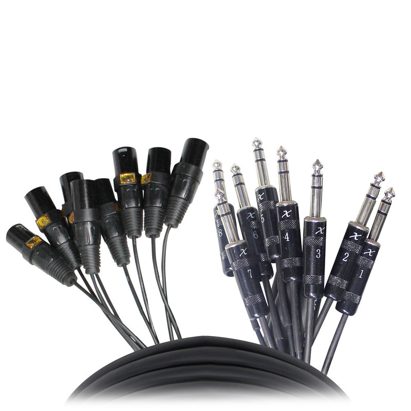 ProX XC-8SXF10 10' Ft High Performance 8-Channel Snake Cable XLR-F to 1/4" TRS Balanced Audio Cable