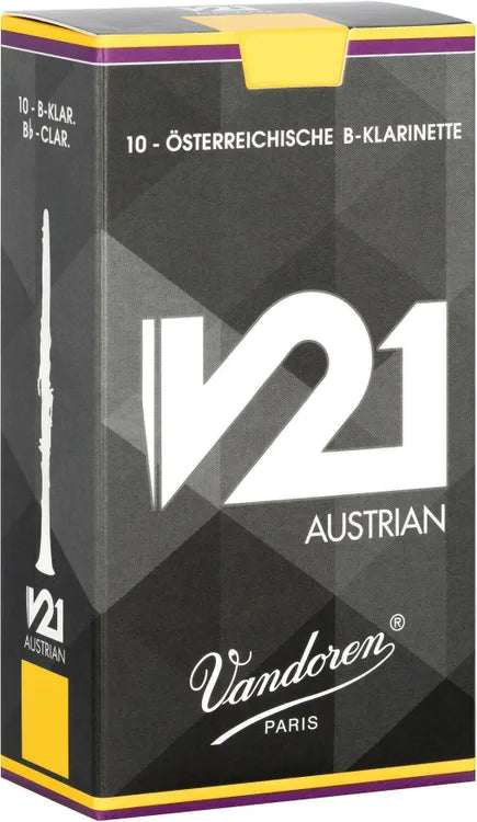 Vandoren CR8825 V21 Austrian Bb Clarinet Reed 2.5 Strength (Box of 10)