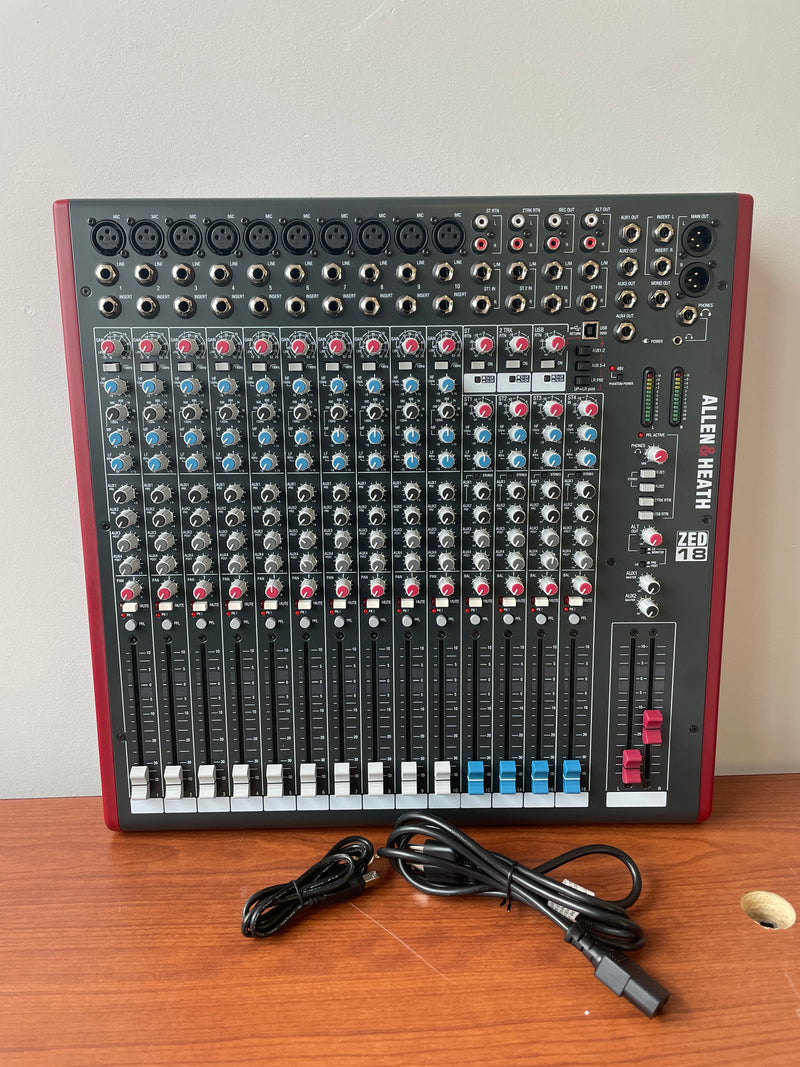 Allen & Heath ZED-18 18-Channel Recording And Live Sound Mixer With USB Connection (USED)