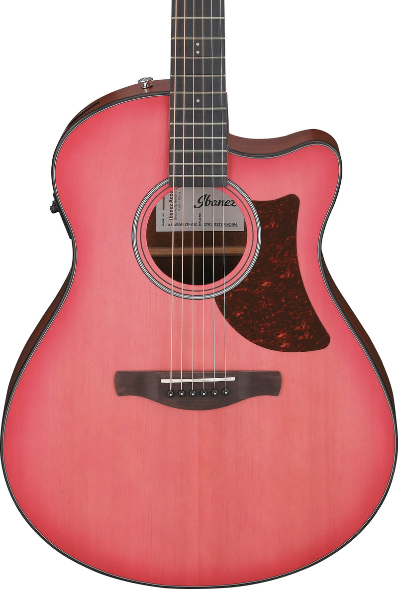 Ibanez AAM50CECRO Acoustic Electric Guitar (Coral Red Burst Open Pore)