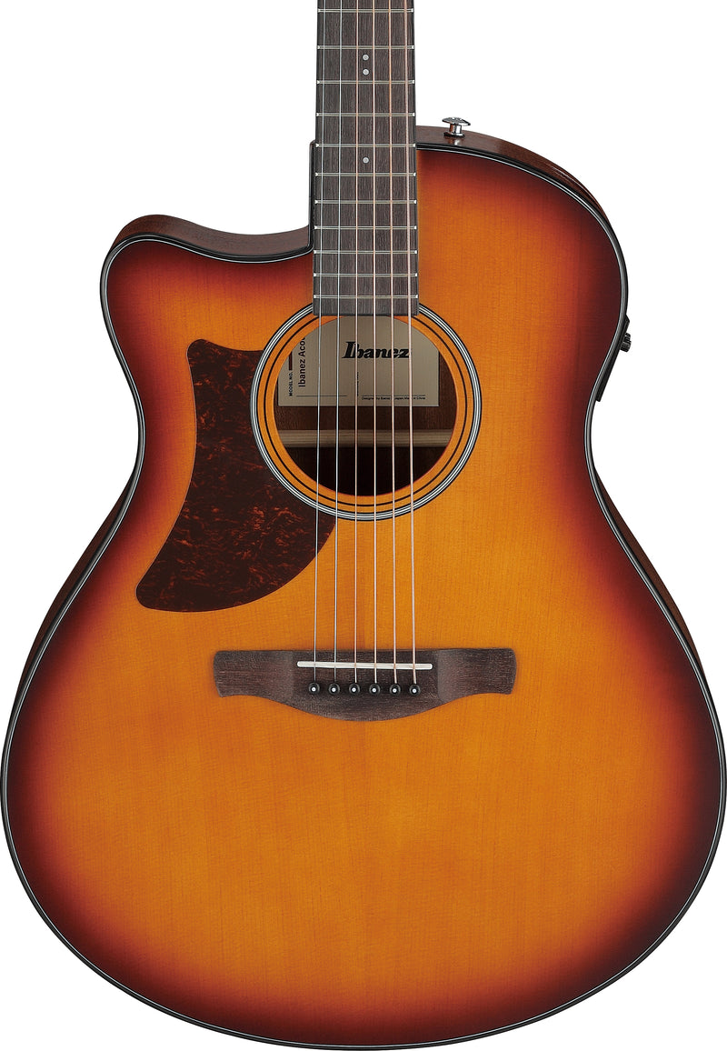 Ibanez AAM50LCEOLB Left Handed Acoustic Guitar (Open Pore Light Brown Sunburst)