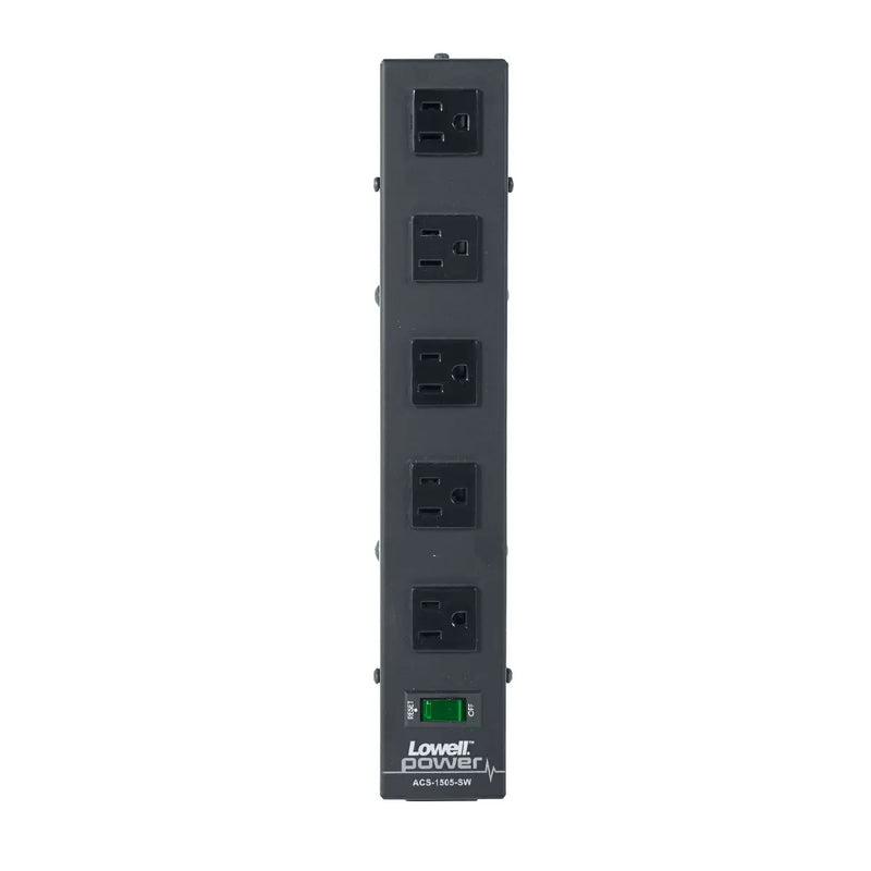 Lowell ACS-1505-SW Compact Power Strip 15A with 5 Outlets - 12"