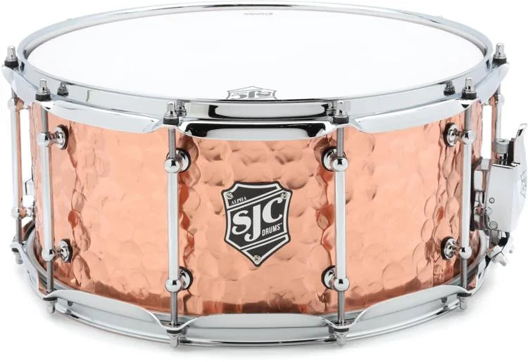 SJC Drums ALHC6514TCH Alpha Hammered Copper Snare Drum (Polished Hammered Copper) - 14" x 6.5"