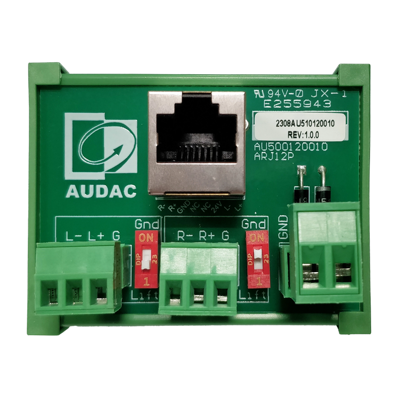 Audac ARJ12P Junction Box RJ45 to 2x3 Pin Terminal Block