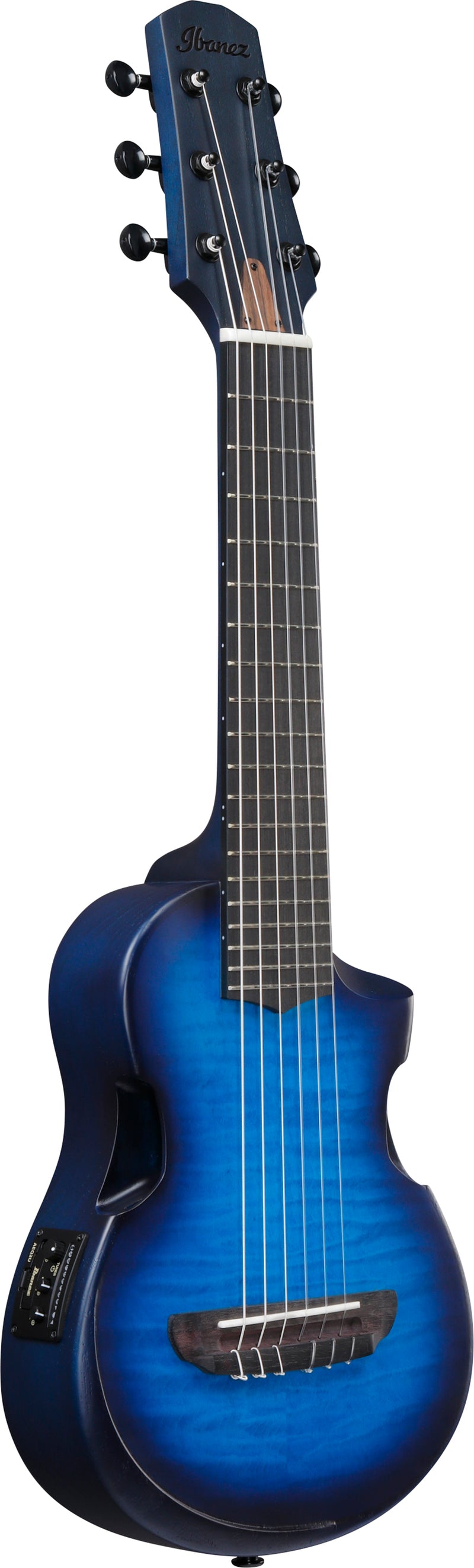 Ibanez AUP10FMNETBO Short Scale Acoustic Guitar with Bag (Transparent Blue Sunburst Open pore)